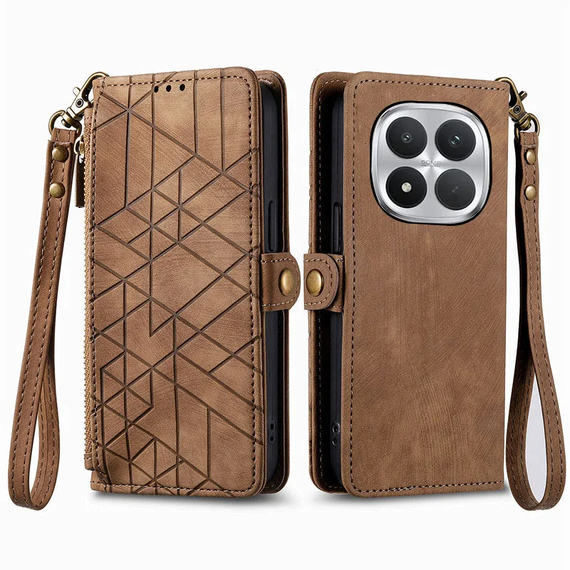

geometric pattern leather Cover For Xiaomi Poco M8 M7 M6 Pro 5G 4G M5s M5 Magnetic shockproof many card Slot Wallet phone Case