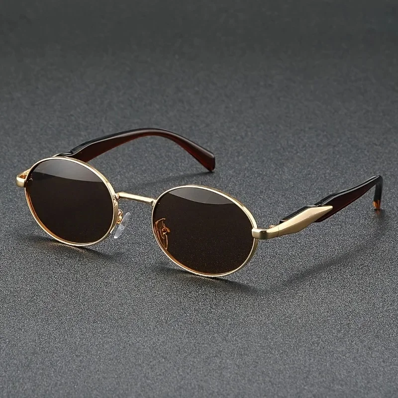 1pcs Retro Oval Metal Glasses Mirror Lenses, Ideal for Running & Outdoor Activities
