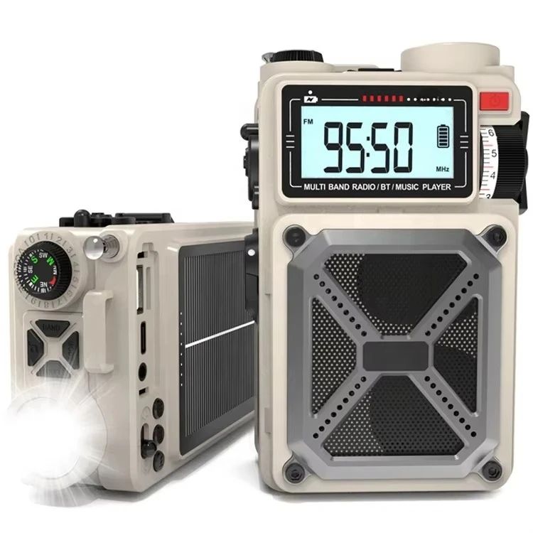 

Portable 4000mAh Rechargeable Hand Crank Retro Radio Waterproof AM/FM/SW/WB Pocket Radio Receiver Solar Power Bank Weather Alert