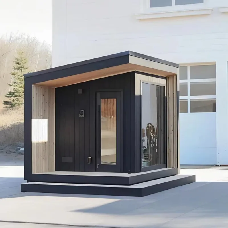 Factory Direct Wholesale Hemlock Solid Wood Mobile Sauna Modern Outdoor Infrared Traditional Stove Dry Steam Custom