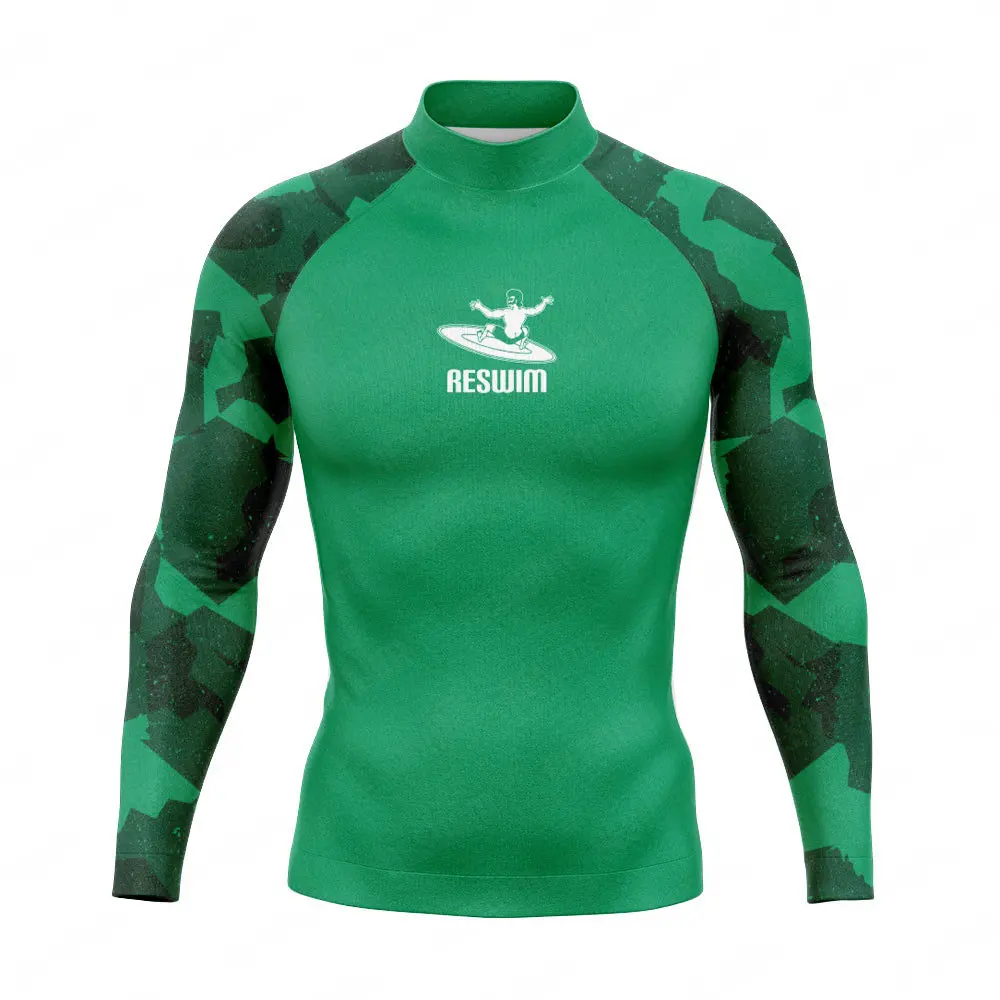 Estate uomo protezione solare UV manica lunga Surf t-shirt Rashguard costumi da bagno nuoto stretto spiaggia Surf muta da sub abbigliamento da palestra