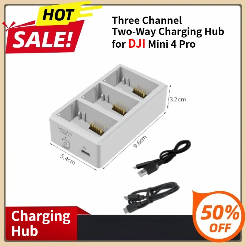 

For Mini 4 Pro Battery Charger Drone Accessories Three Channel Two-Way Charging Hub for DJI Mini 4 Pro Battery