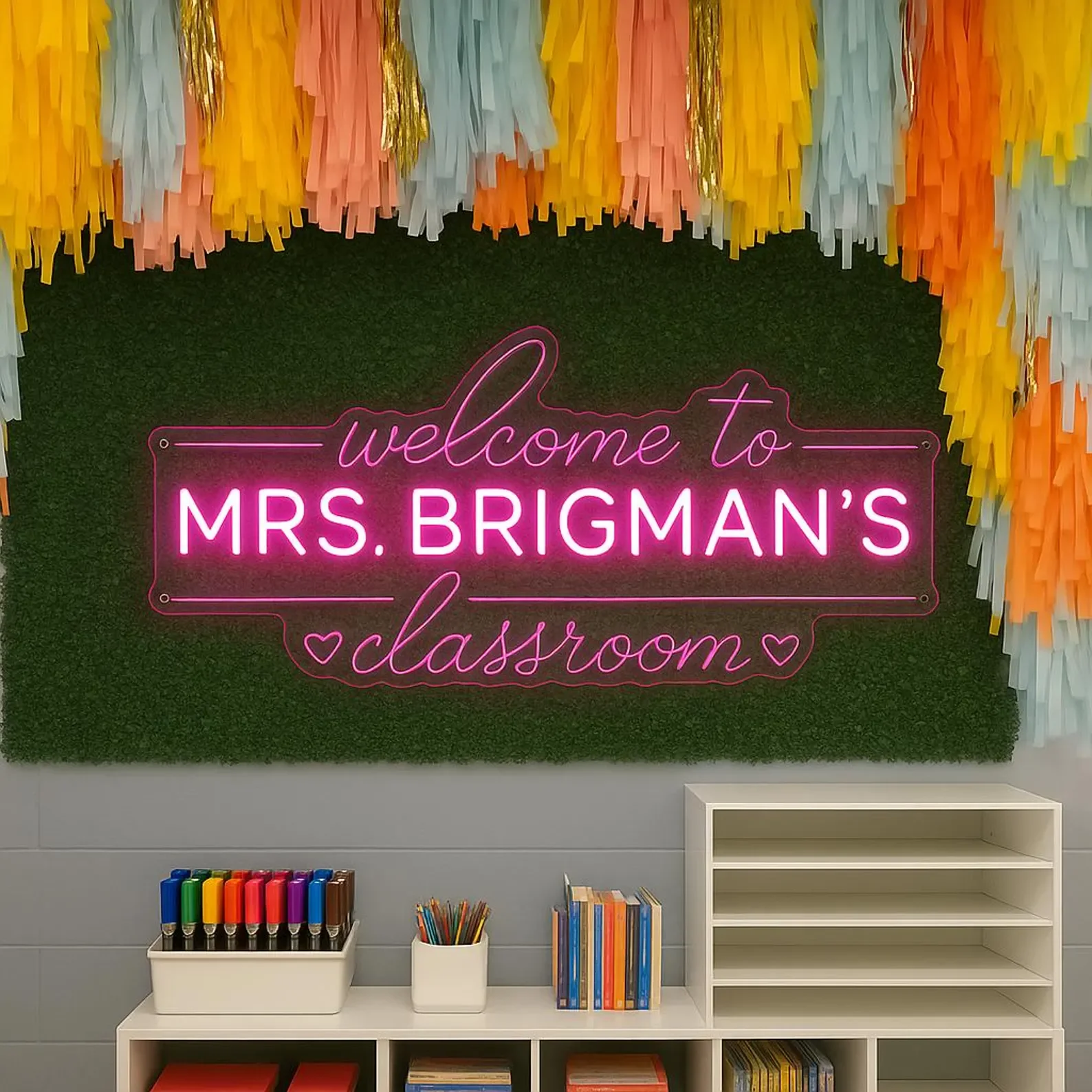 Custom Teacher Name Neon Sign,Teacher Name Sign,Classroom Wall Art,Teacher Appreciation Gift,Personalized Classroom Decor