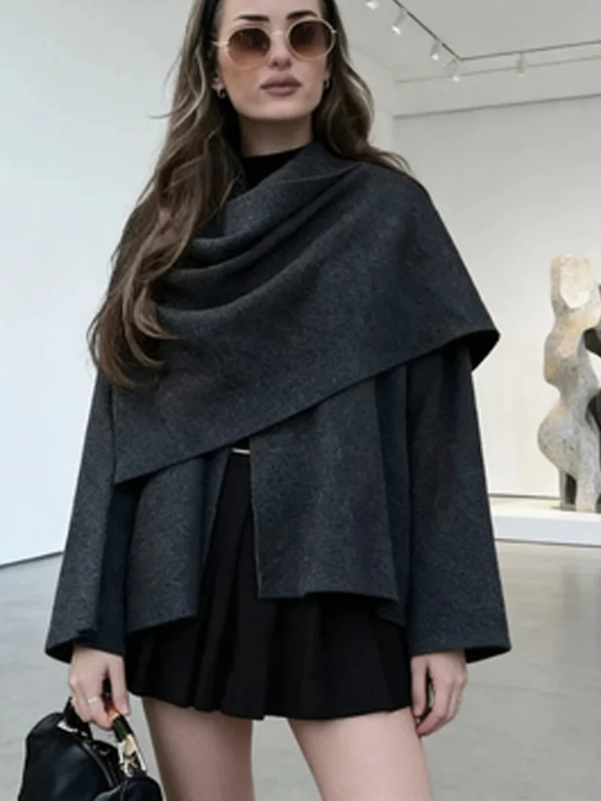 

Женское повседневное вязаное пальто-шаль свободного кроя с длинными рукавами, теплая куртка, весна-осень 2026, новая коллекция, повседневная верхняя одежда