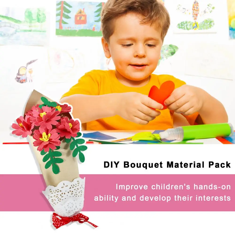 Hands-on Learning Toy Eco-friendly Diy Flower Bouquet Kit for Kids Vibrant Colors Unique Texture Parent-child Toy Diy Bouquet