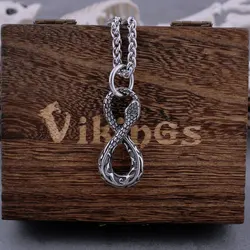 316L Stainless Steel Snake Necklace Men's High-end Personality Number Eight Modeling Retro Cool Punk Rock Pendant Gift Box