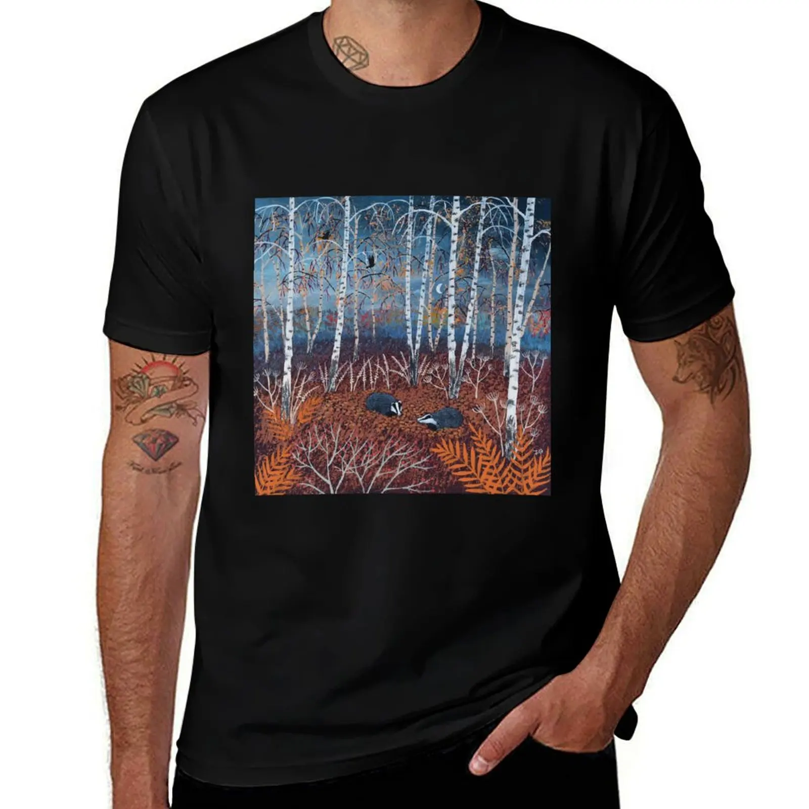 The Badgers of Autumn Wood T-Shirt Plus Size Short Sleeve T-Shirt