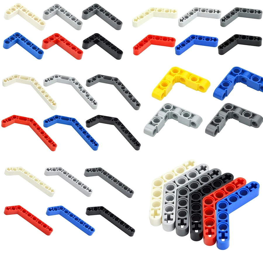 MOC Technische Bausteine, dicke Hebelarme, modifizierte gebogene L-förmige Arme, Bausteine mit Löchern, Spielzeug, kompatibel mit 32271 32140 32348 32555 – Detail 1