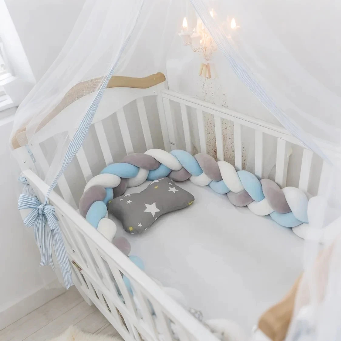 Бамперы для детской кроватки для новорожденных, 1 м/2 м/3 м/4 м, защита для детской кроватки, подушка с узлом для кровати для младенцев, детей 3 локтя