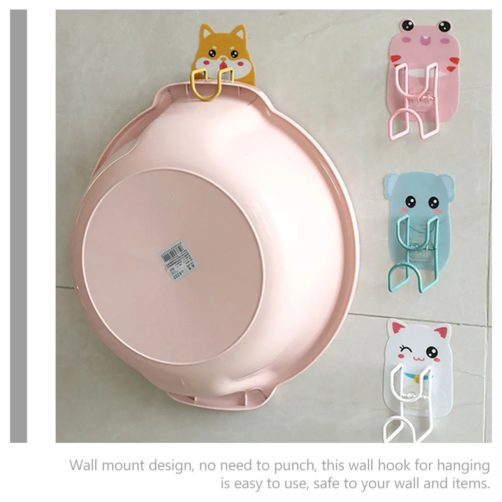 

2 pcs No Punching Hooks PVC Stainless Steel Cartoon Rabbit Design Wall Mount Washbasin Hanging Bathroom Storage Accessories