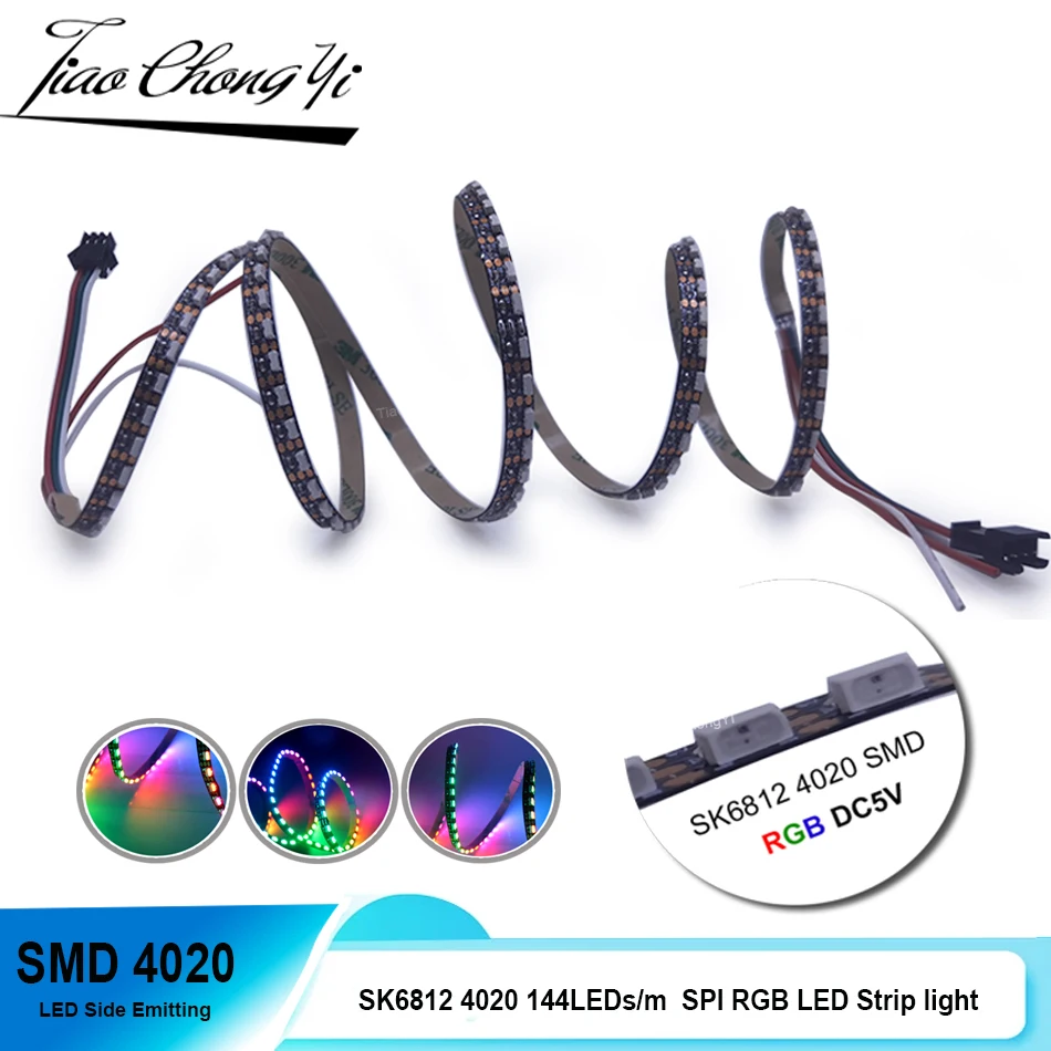 FPC width 5mm LED stirp WS2812B 144LEDs/m 5v RGB Dreamcolor Full color Side Emitting Digital Individually Addressable led Tape