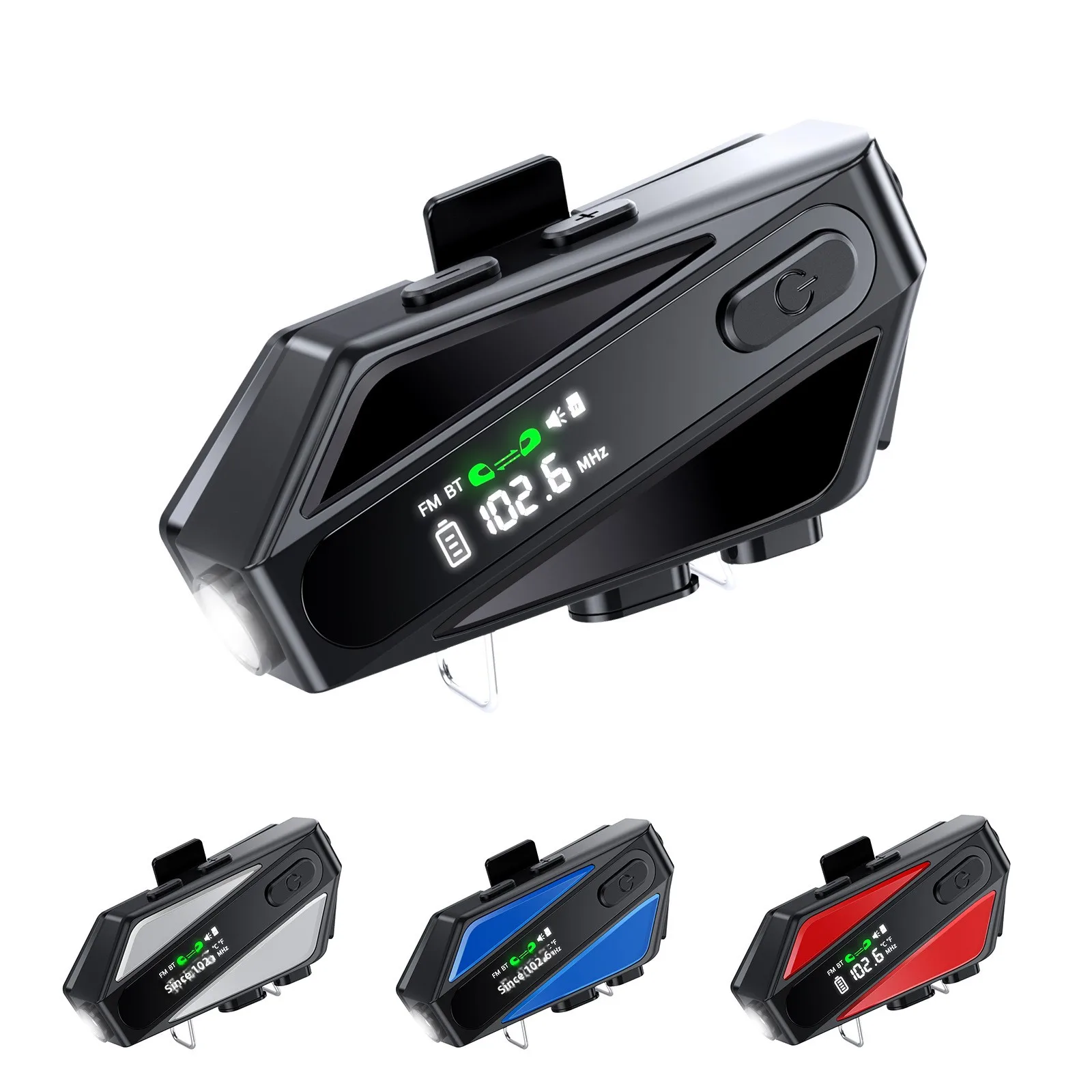 Headset helm Bluetooth baru dengan lampu LED, interkom, untuk helm sepeda motor