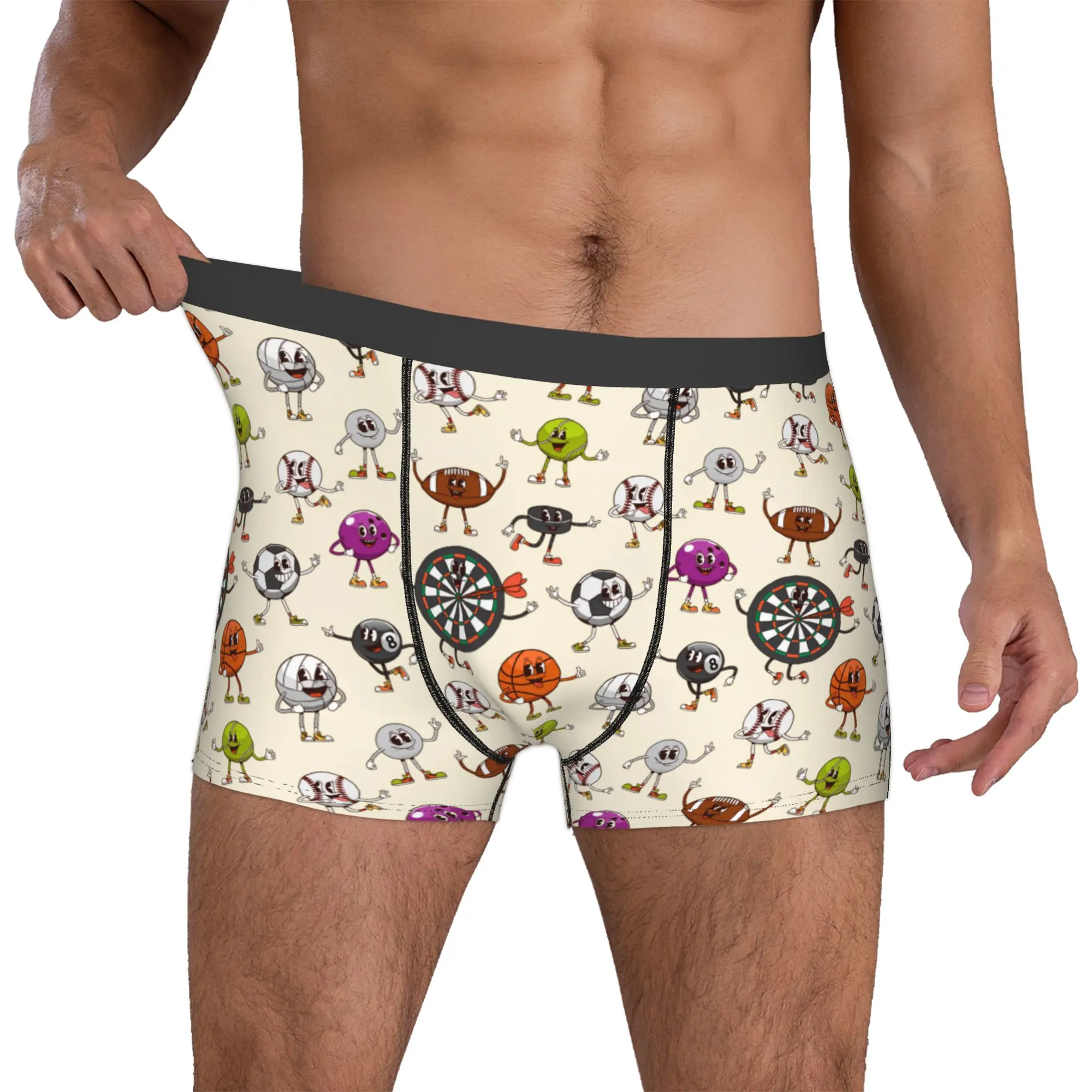Soccerly Dartboard American Footbally Basketball  Boxer Shorts For Homme 3D Print Baseball Tennis Ball Briefs Stretch Underpants