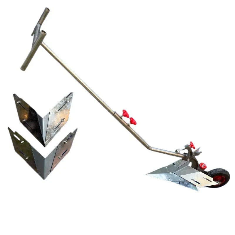 Hand Pull Plow for Micro Tiller, Manual Ditching Ridger Small Single Person Furrowing Hilling Loosening Soil Cultivator Tool