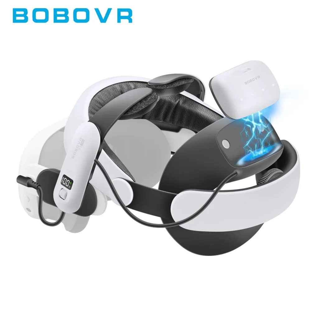 

BOBOVR S3 Pro Super Strap compatible with Meta Quest 3 Headband with Air Conditioning 10000mAh Battery with 20W Fast Charging