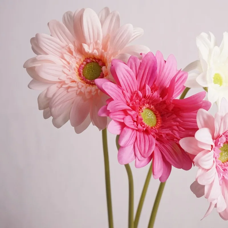 Sensación de mano hidratante Gerbera rama de flores artificiales decoración de boda para el hogar crisantemo Margarita arreglo Floral Tabel Dcoer