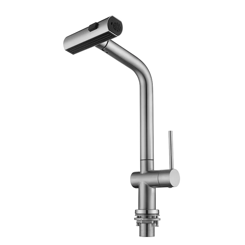

304 Stainless Steel Kitchen Sink Pull Out Sprayer Faucet Grey/Black Waterfall Hot Cold Single Hole Mixer Wash Tap For Kitchen
