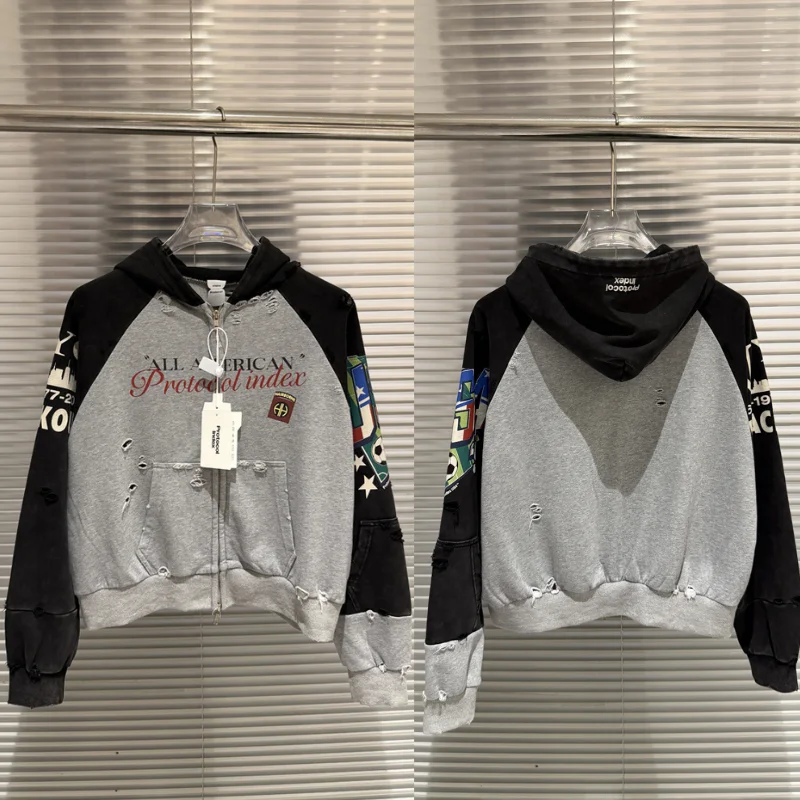 

2026ss Protocol Jackets High Street Digital Slogan Print Casual Loose Women Men Football Jacket Coats