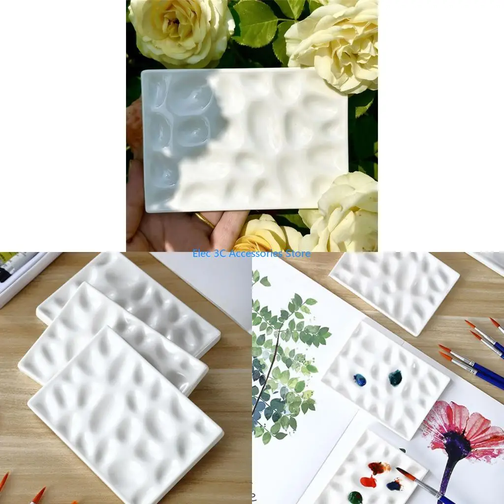 Y51A Reusing Ceramic Painting Palette For Children's Art Projects Light Weight Design Paint Mixing Tray For Easy Storage