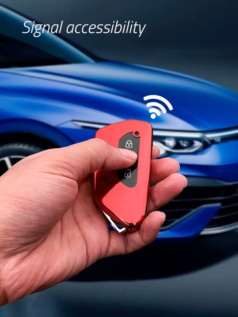 For VW Tiguan L Pro 2024-Pre Car Silicone Remote Smart Key Case Shelter Fob Holder Cover Trim
