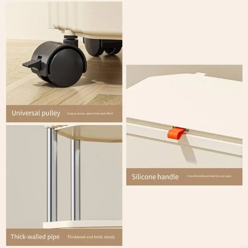   Renter Friendly Trash Bin Storage Shelf Organizers No Drilling Required Compactly Kitchen Storage Easy Cleaning Garbage Bin
