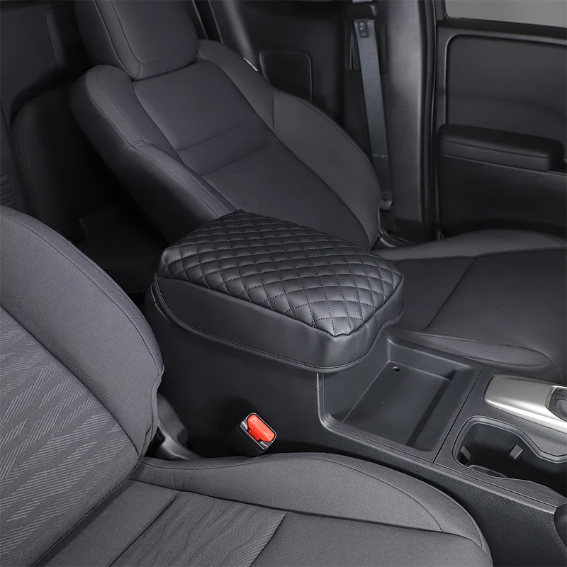 Suetlcoity For Nissan Frontier 2022-2023 Leather Black Car Center Console Armrest Box Cover Mat Trim Interior Car Accessories