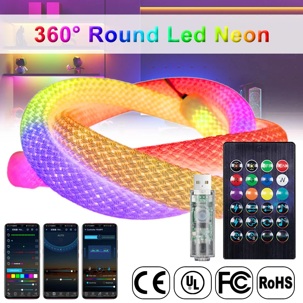 

Светодиодный неоновый свет с USB 5 В RGB IC WS2835B Гибкая силиконовая лента с IP67 Водонепроницаемый Bluetooth Управление через приложение