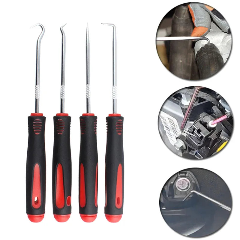 4Pcs Car Oil Seal Screwdrivers Set Car Auto Oil Seal O-Ring Seal Gasket Pick Puller Remover Pick Hooks Tools Car Repair Tools