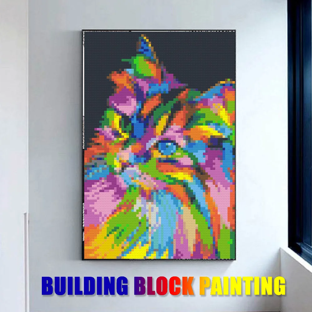 3D Mosaic Painting Animals Wolf Lion Cat Tiger Building Block DIY Home Decoration Wall Art Painting Pixel Ideas Decoration Gifts