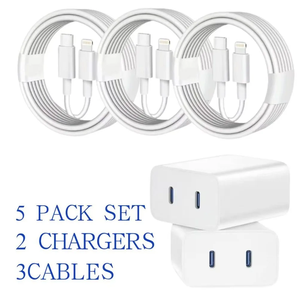 

Набор для зарядки из 5 предметов: 2 быстрых зарядных устройства + 3 кабеля длиной 39,37 дюйма | Универсальная совместимость с большинством телефонов