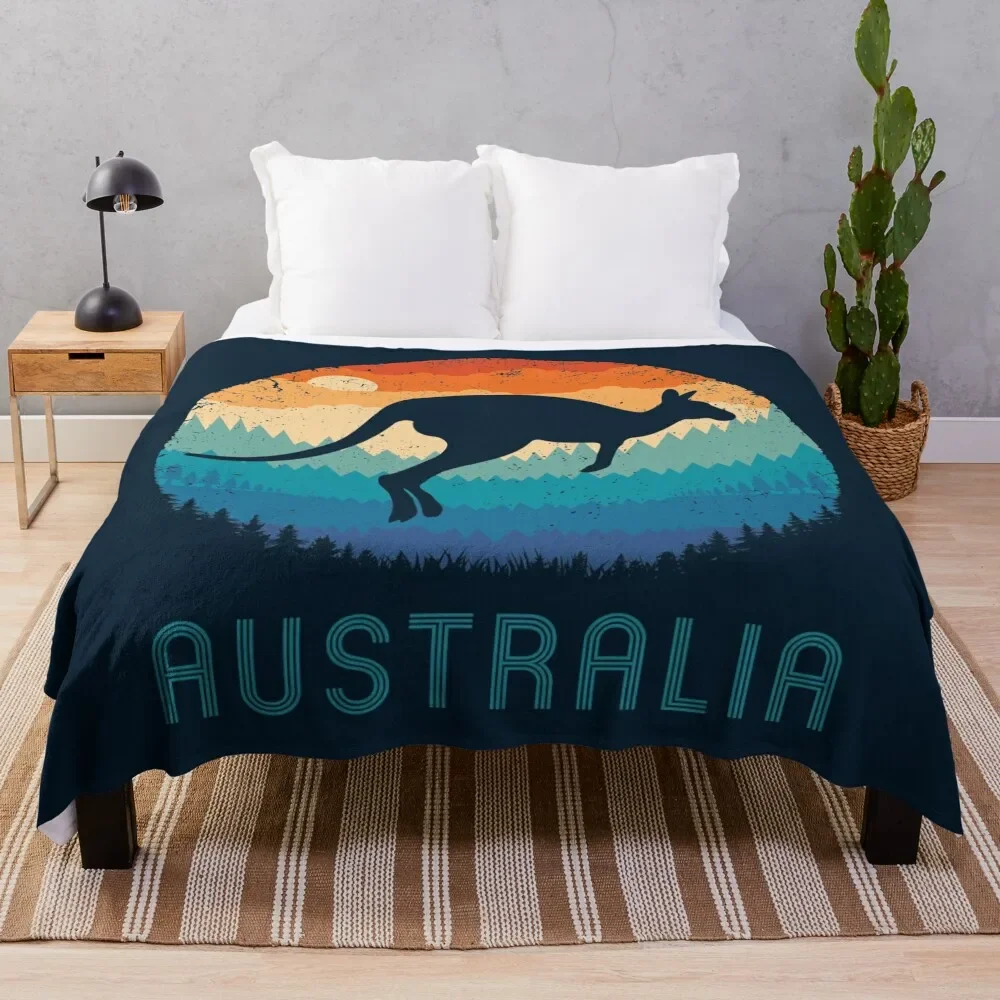 

Australia Kangaroo Retro Throw Blanket Summer Thin Decoratives Large Blankets