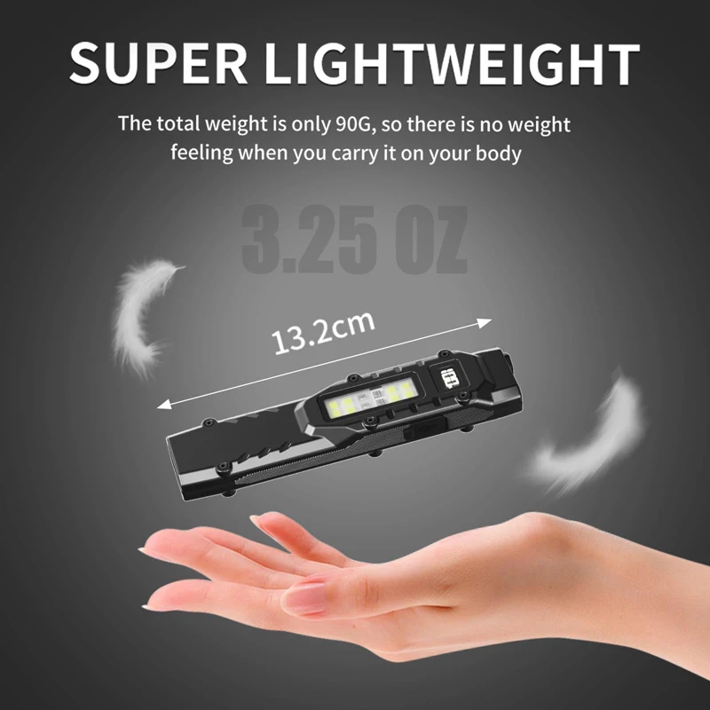 ไฟฉายยุทธวิธี EDC, ไฟฉาย LED แบบพกพา 7 โหมด 1200LM พร้อมจอแสดงผลดิจิตอลแบบชาร์จ USB-C ไฟด้านข้างกันน้ำ IPX4