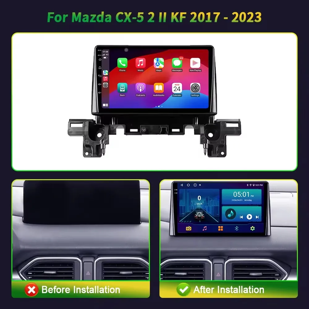 For Mazda CX-5 2 II KF 2017 2018 2019 2020 2021 2022 2023 Android 14 Radio Car Player GPS Navi Screen DSP Stereo 4G LET 5G WIFI