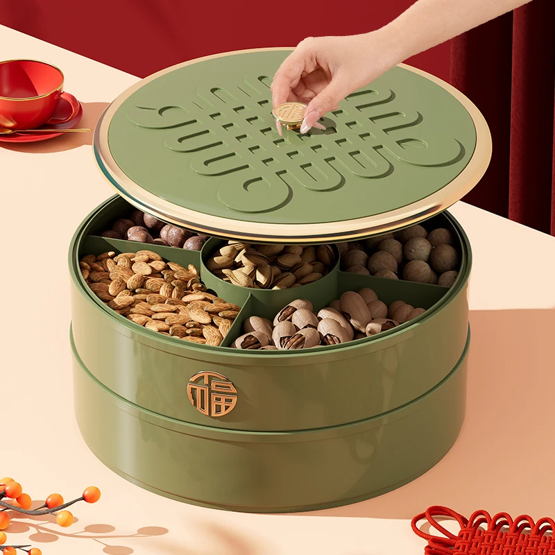 UFORU Living room household dry fruit tray candy box Chinese nut storage box wedding sugar tea table fruit snack tray