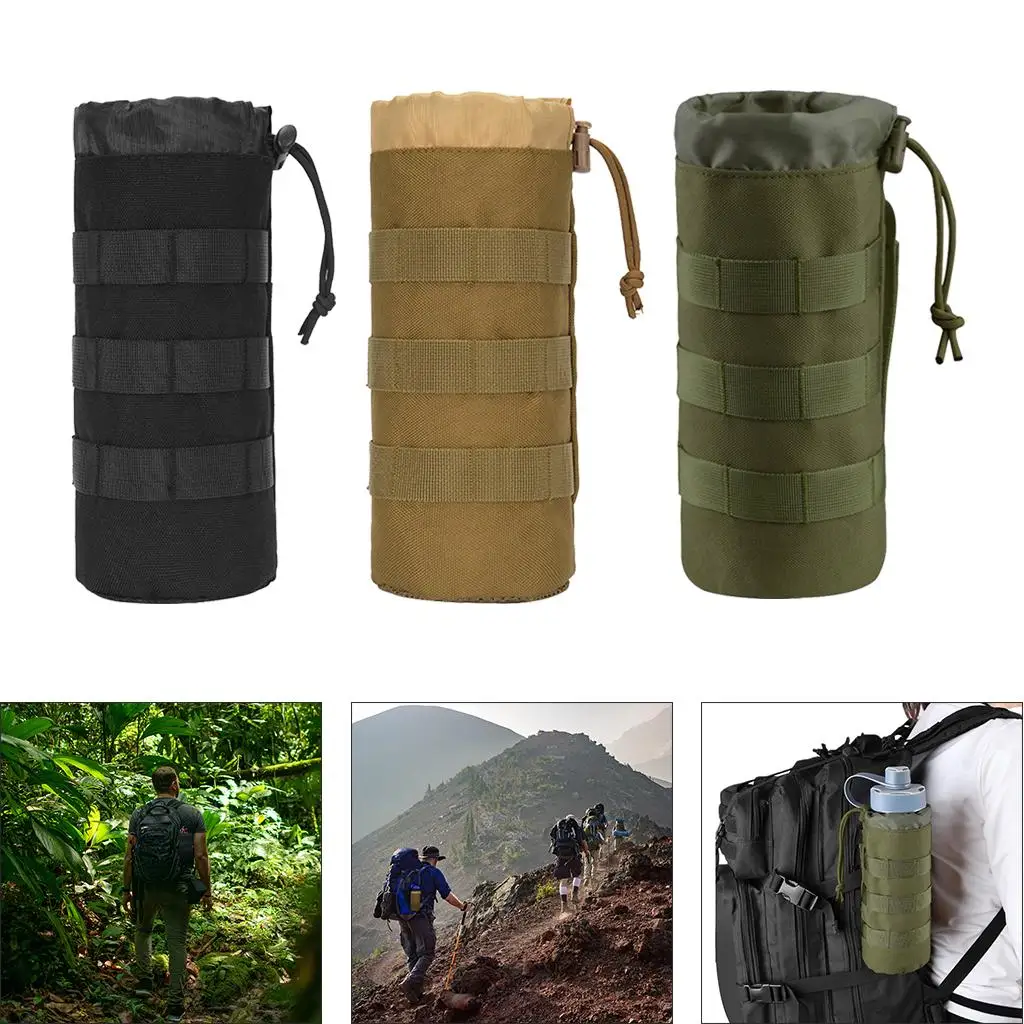

Чехол для бутылки с водой Molle, держатель для бутылок с гидратацией и застежкой на шнурке, 2 прикрепленные ремни с кнопками