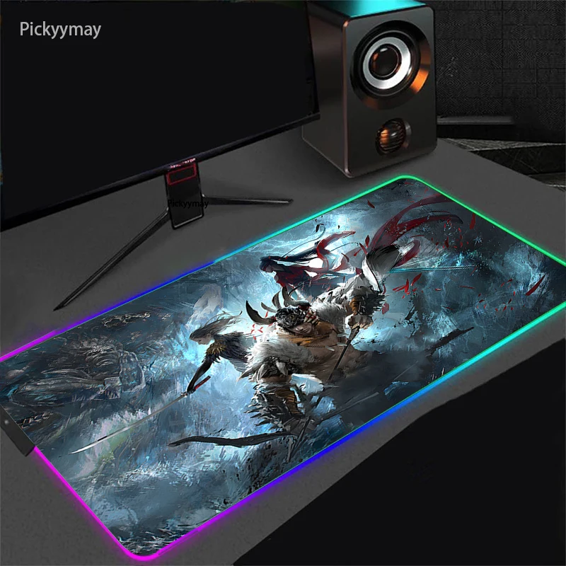 

Naraka Gaming Mouse Pad RGB Keyboard Desk Mat PC Desktop Rug Gaming Accessories Backlit Anime Mousepad LED Gamer Computer Carpet