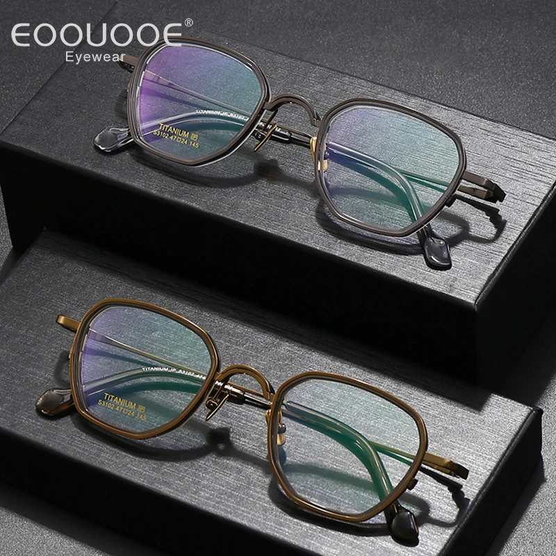 Retro Design Optical Men Titanium Acetate Mixture Glssses Myopia Hyperopia Progressive Eyeglasses Prescription Lens Ti Quality