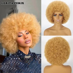Afro Wigs for Black Women Short Curly Afro Kinky Wig 70s Bouncy Huge Fluffy Puff Wigs Premium Synthetic for Cosplay and Daily