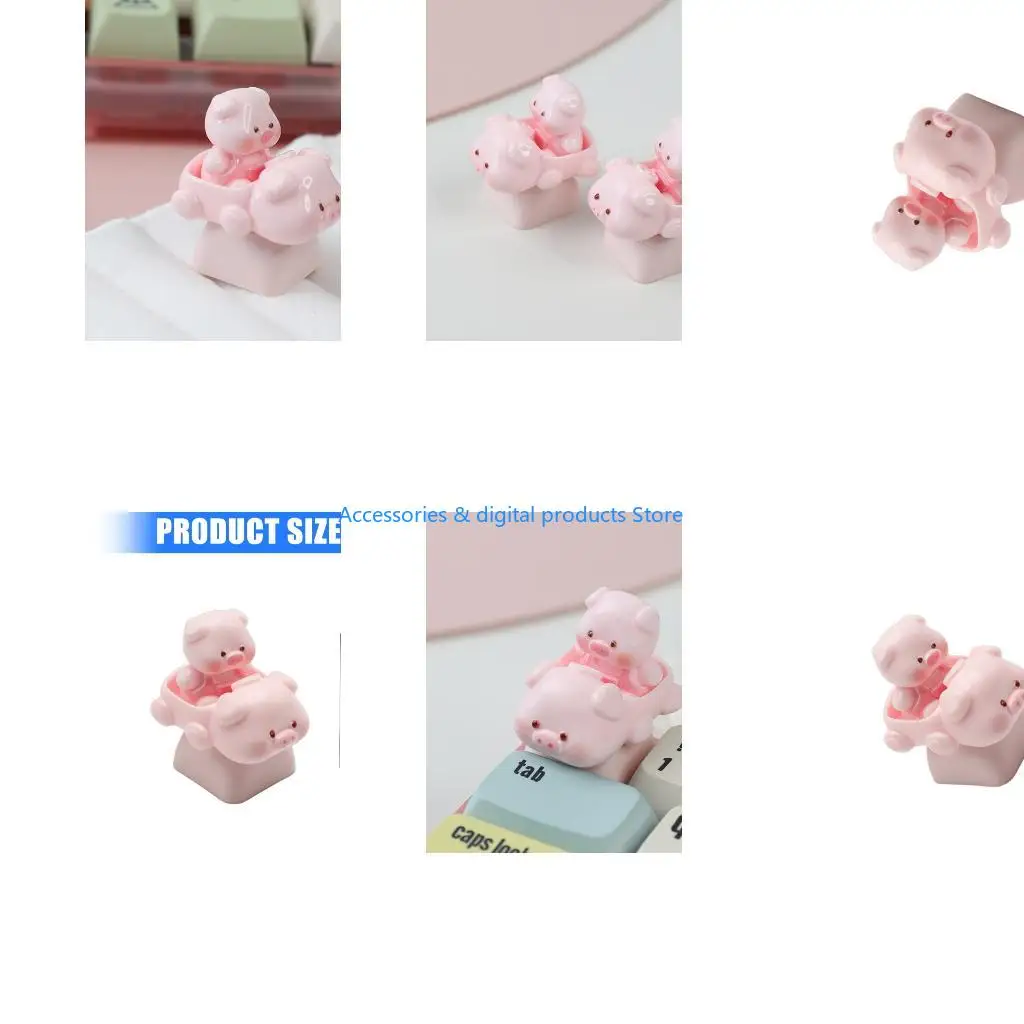 77JD Themed Resin Keycaps With Piggy Designs For Personalizing Mechanical Keyboards