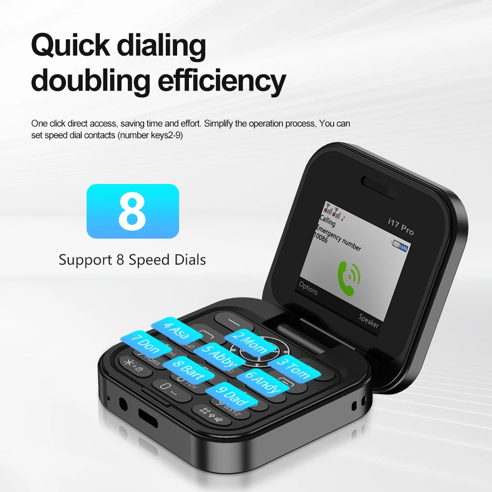 SERVO I17 PRO Mini Foldable Mobile Phones 1.77' Display 2G GSM Speed Dial Cell Phone Dual SIM Blacklist Magic Voice Flashlight