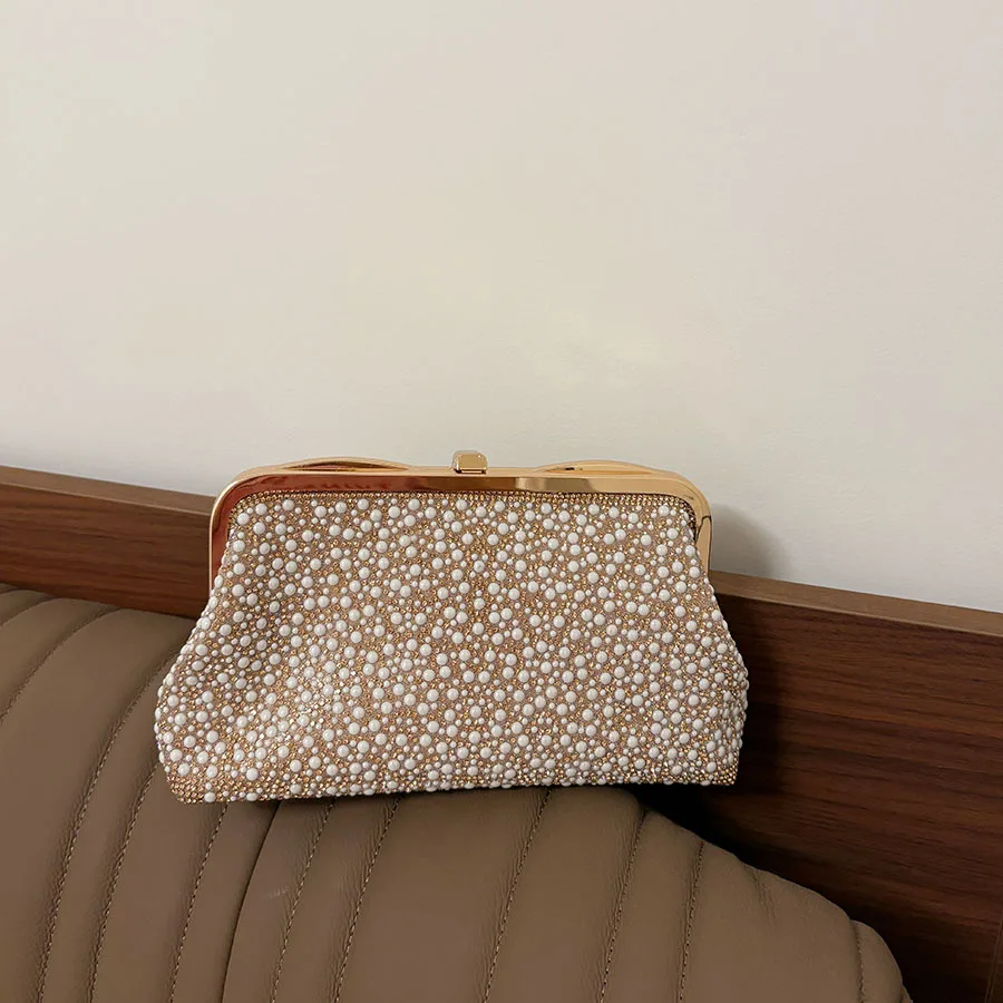 French light luxury full bag pearl dinner clutch bag simple celebrity temperament niche design armpit bag
