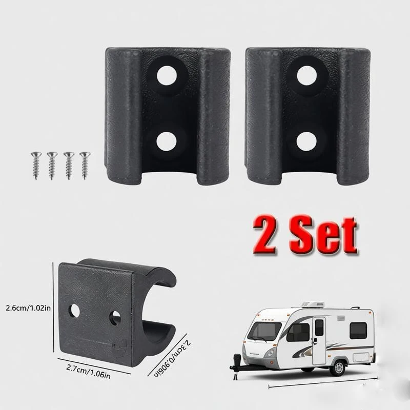 1Pair RV Awning Crank Handle Bracket Hook Durable ABS Trailer Plate Tie Down Anchors For Caravan Motorhomes Van Ambulances Black