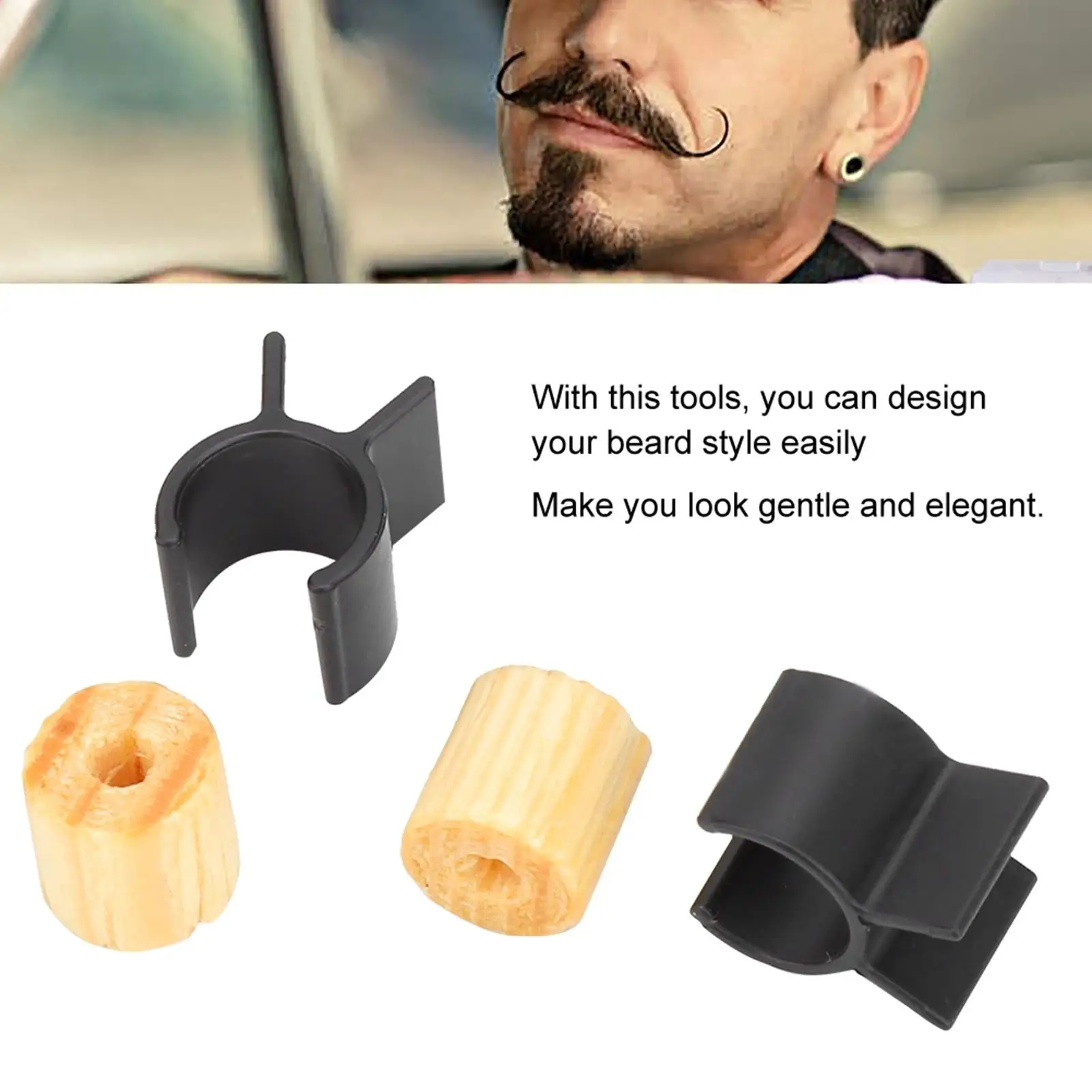 Wood Gel Handlebar Moustache Training Wheel - Mustache Styling & Shaping Tool for Clean Beard Trimming