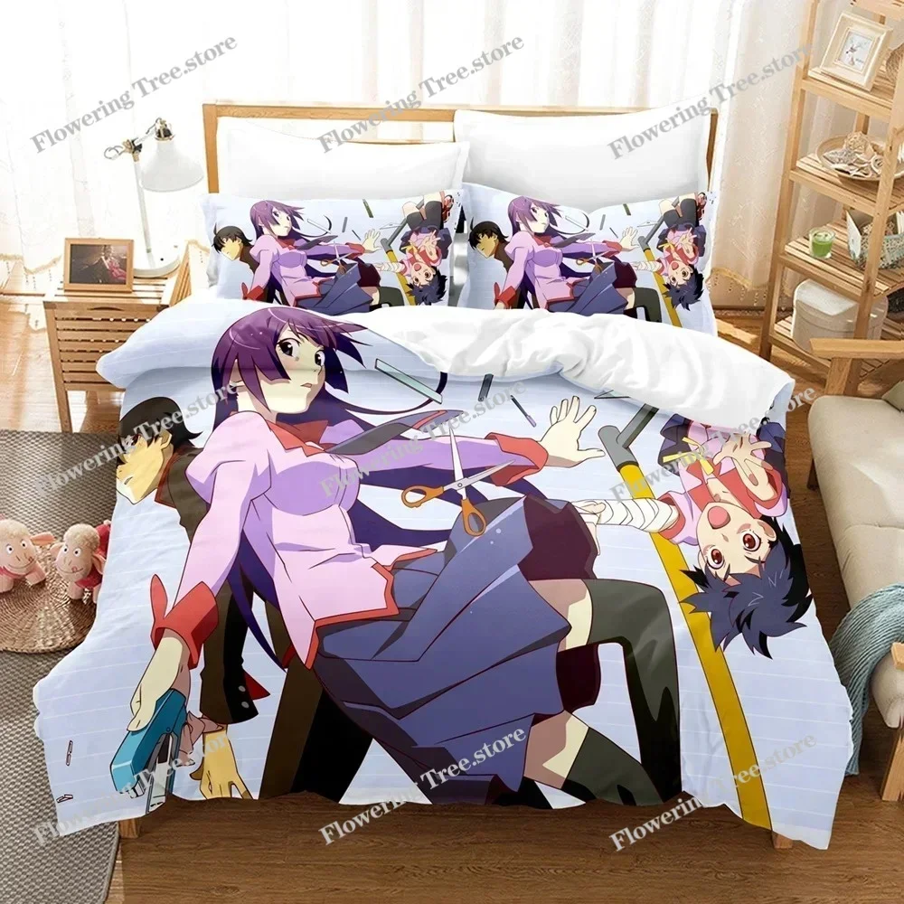 3D Printed Monogatari Series Bedding Set Anime Araragi Koyomi Duvet Cover Double Twin Full Queen King Adult Kids Quilt Cover