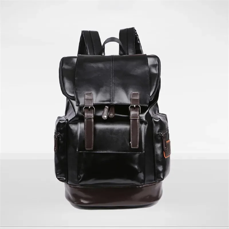 New Pu Leather Backpacks Fashion Vintage Notebook Laptop Backpack Male Large Capacity Backpacks for Men and Women Casual Bags