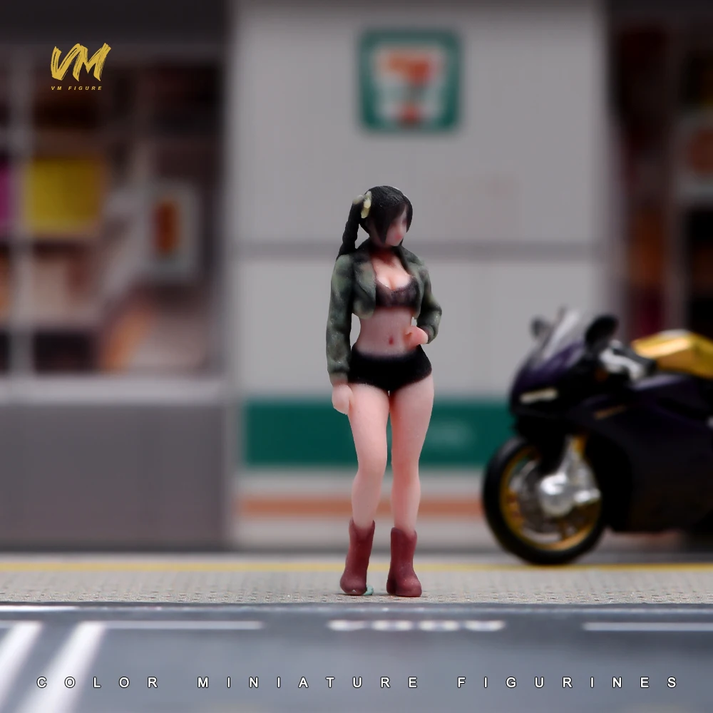1/64 1/43 1/24 1/18 Scale A Female with a Workwear Style Twin Ponytail 3D Print Scene Props Figures Model For Cars Vehicles Toys