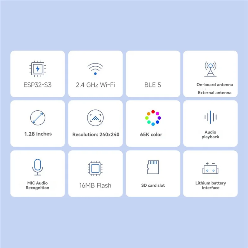 A37T-ESP32-S3 For Robot Compatible AI Electronic Eye Dual Eye Development Board 1.28Inch With/Without LCD Touch Screen
