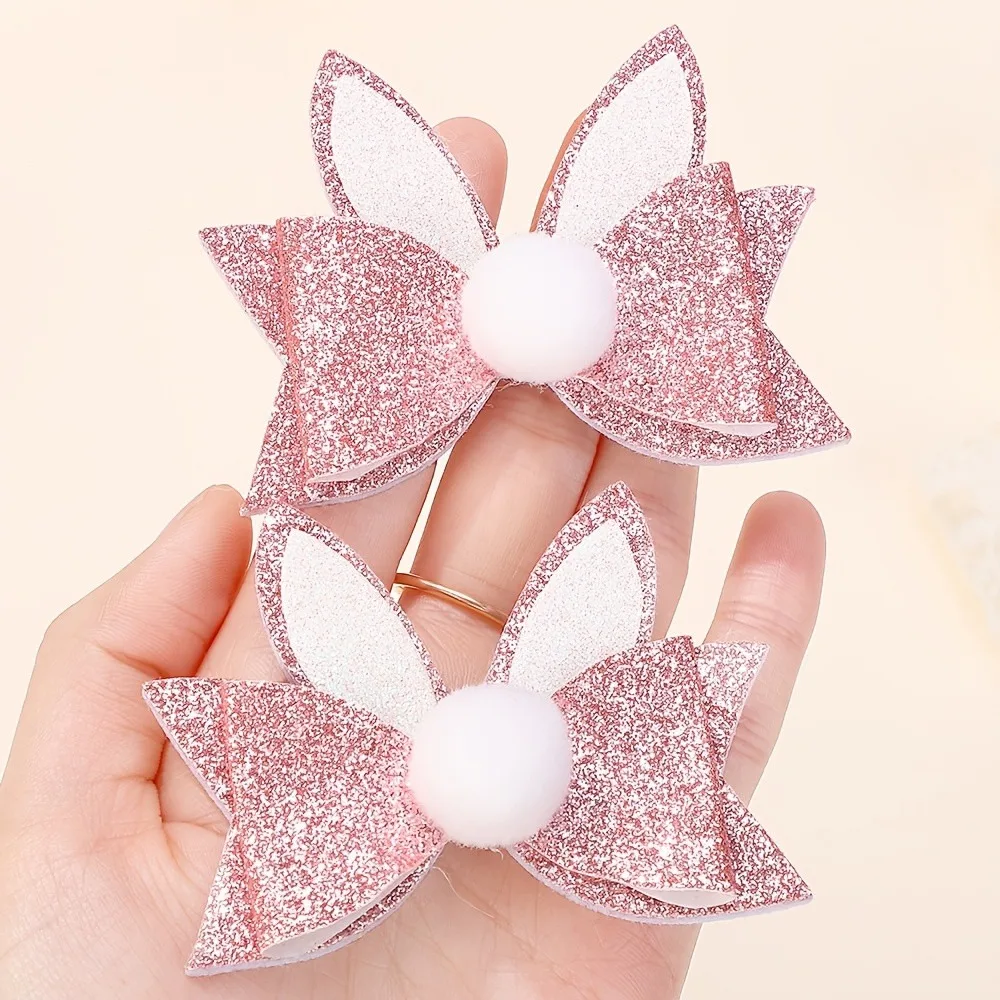 

RIBBBON BOWS 2 Pcs/set Kids Cute Rabbit Hair Clips for Women Girls Handcrafted Swallow Tail Bow Daily Headwear Kid Boutique Gift