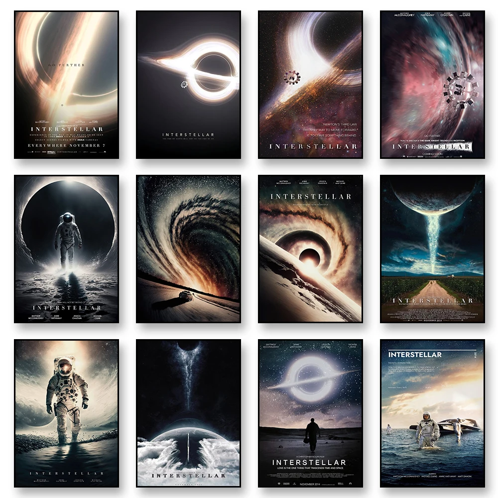 Interstellar Movie Poster Astronaut Outer Space Canvas Wall Art Print Mural Home Decor Movie Lover Gift Unframed