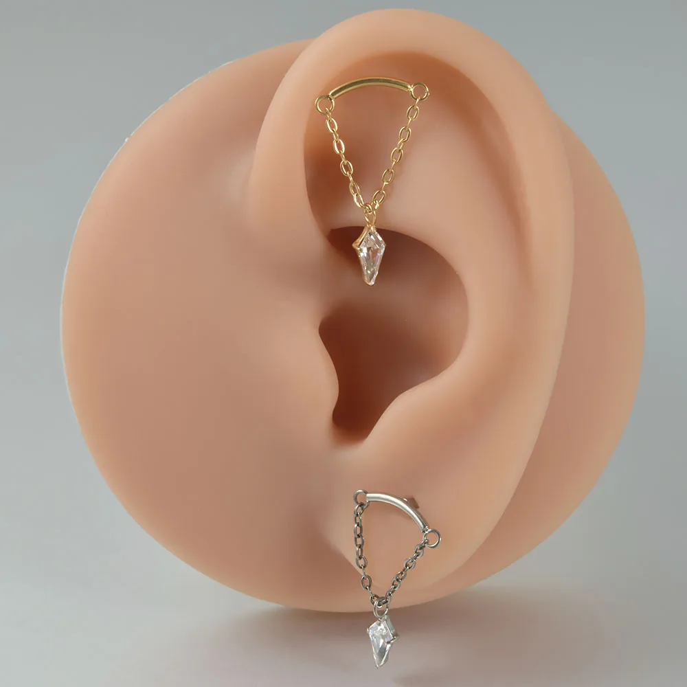 1PC G23 Titanium Minimalist Dangle Cartilage Earrings Stud 16G Internally Threaded Zircon Helix Ear Tragus Piercing Jewelry